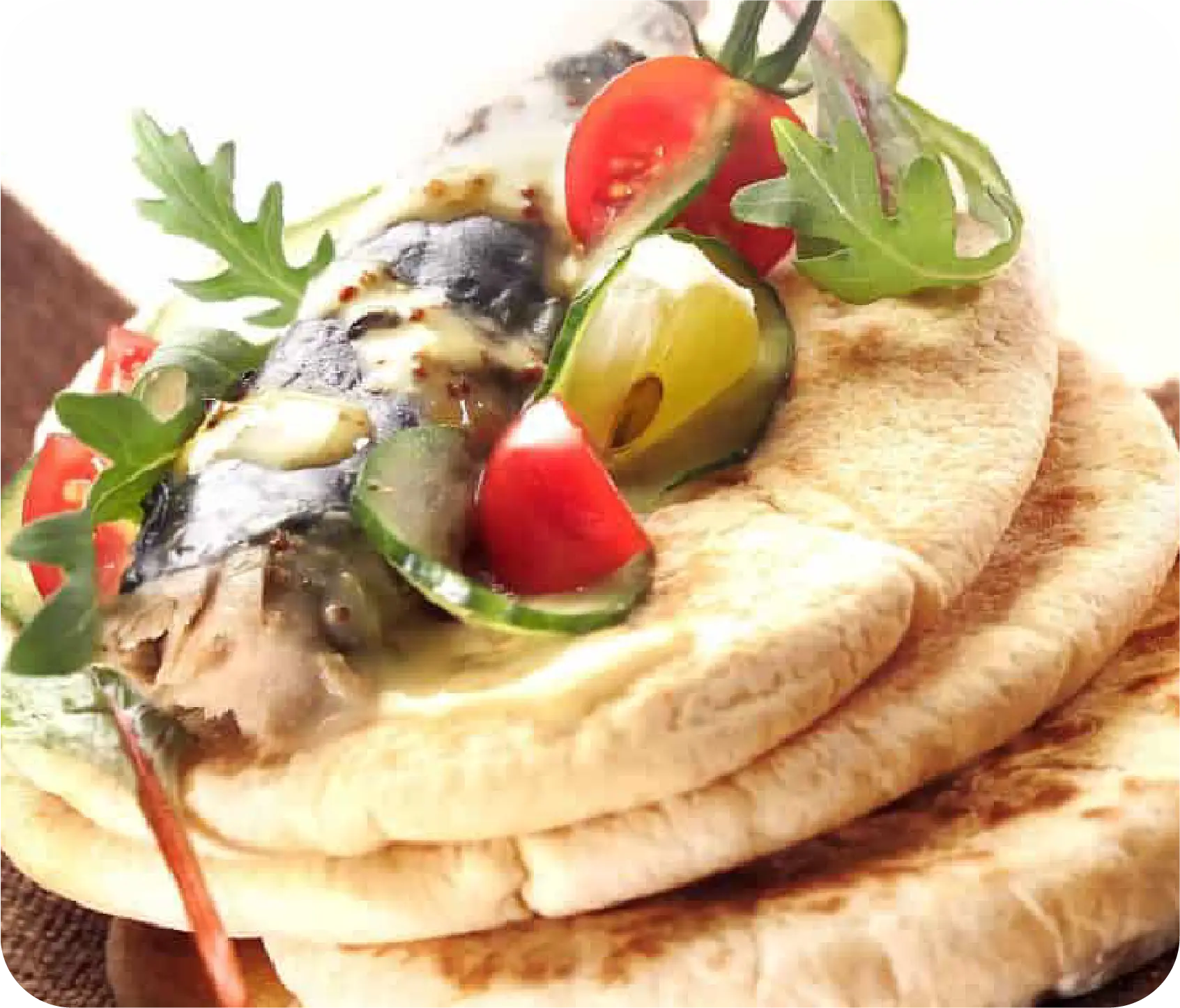 BATBOUT BREAD WITH MACKEREL CHUNKS IN TOMATO SAUCE